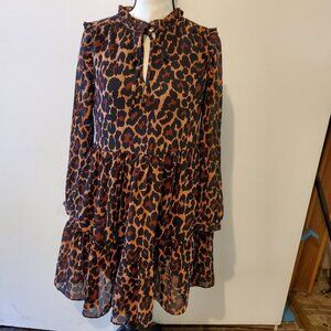 J. Crew animal print ruffled dress XXS NWT